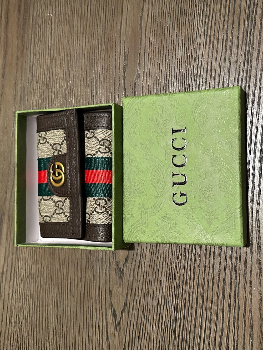 Gucci Brown GG Canvas wallet  with Green-Red Web